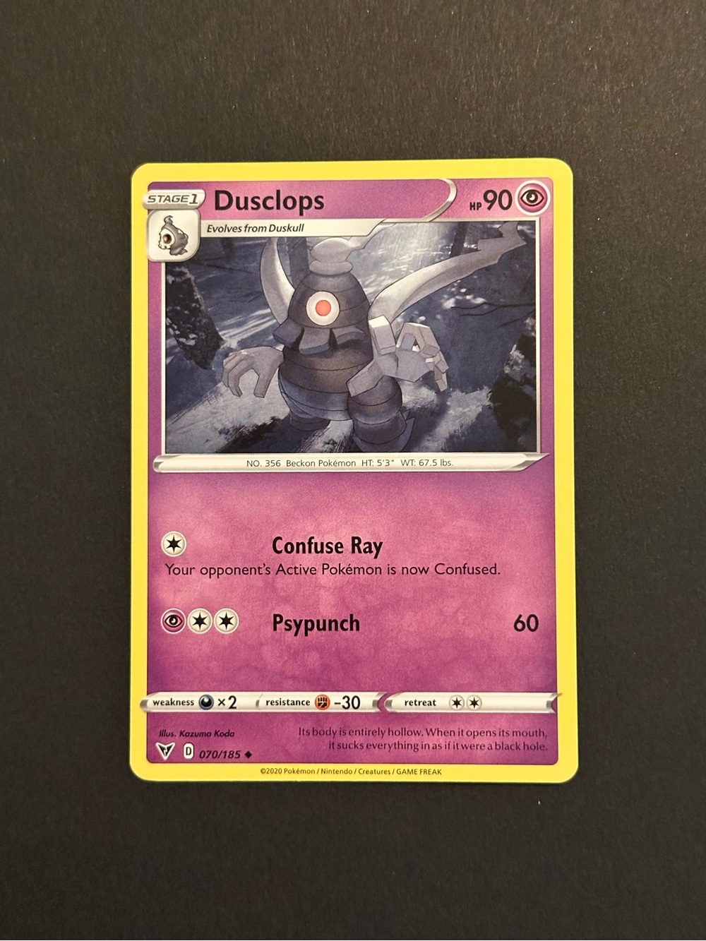 Dusclops Pokémon Card - 070/185 Vivid Voltage